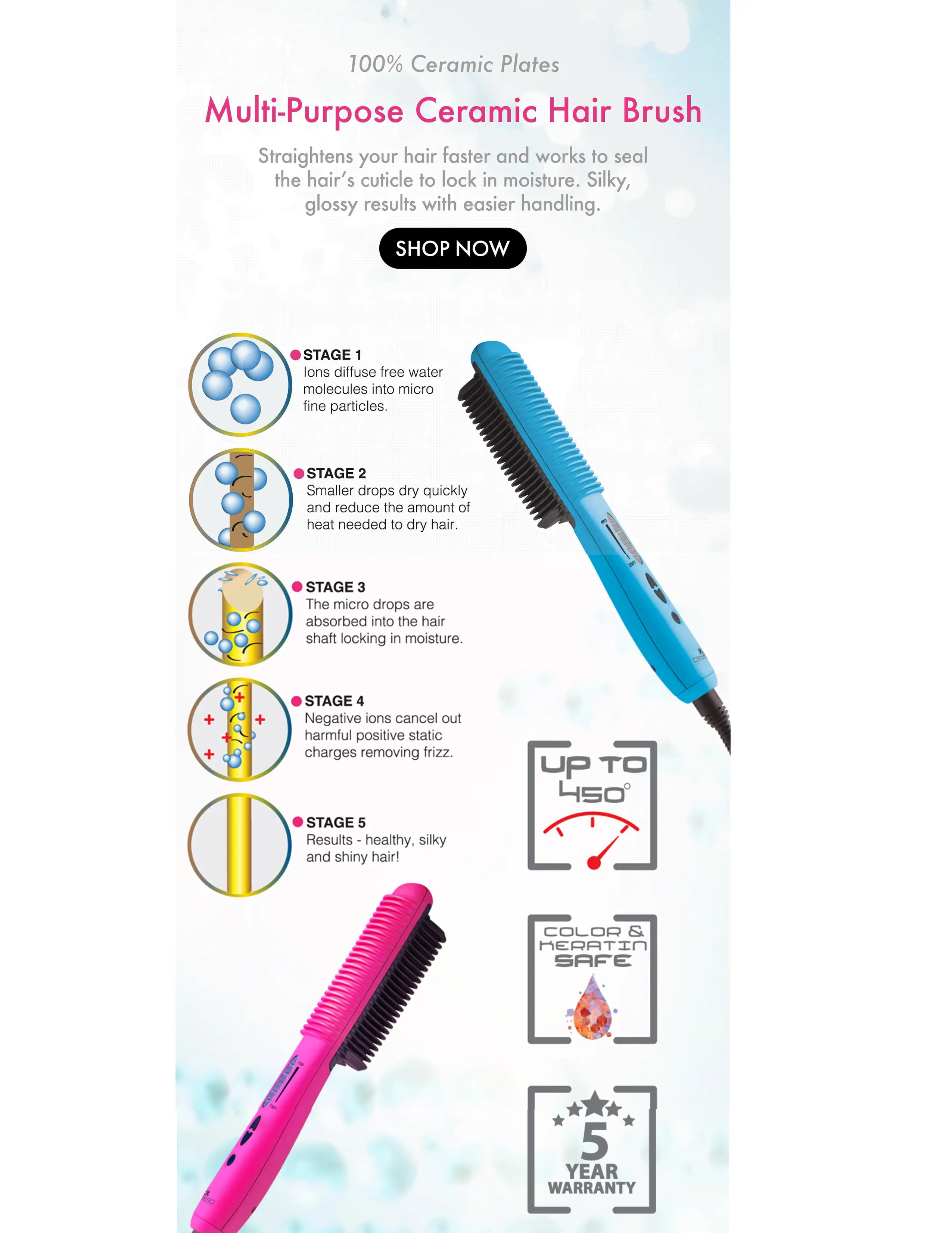 Royale multi purpose ceramic hair brush ✨ Faster styling, easier handling, and healthier hair — the  main image 3