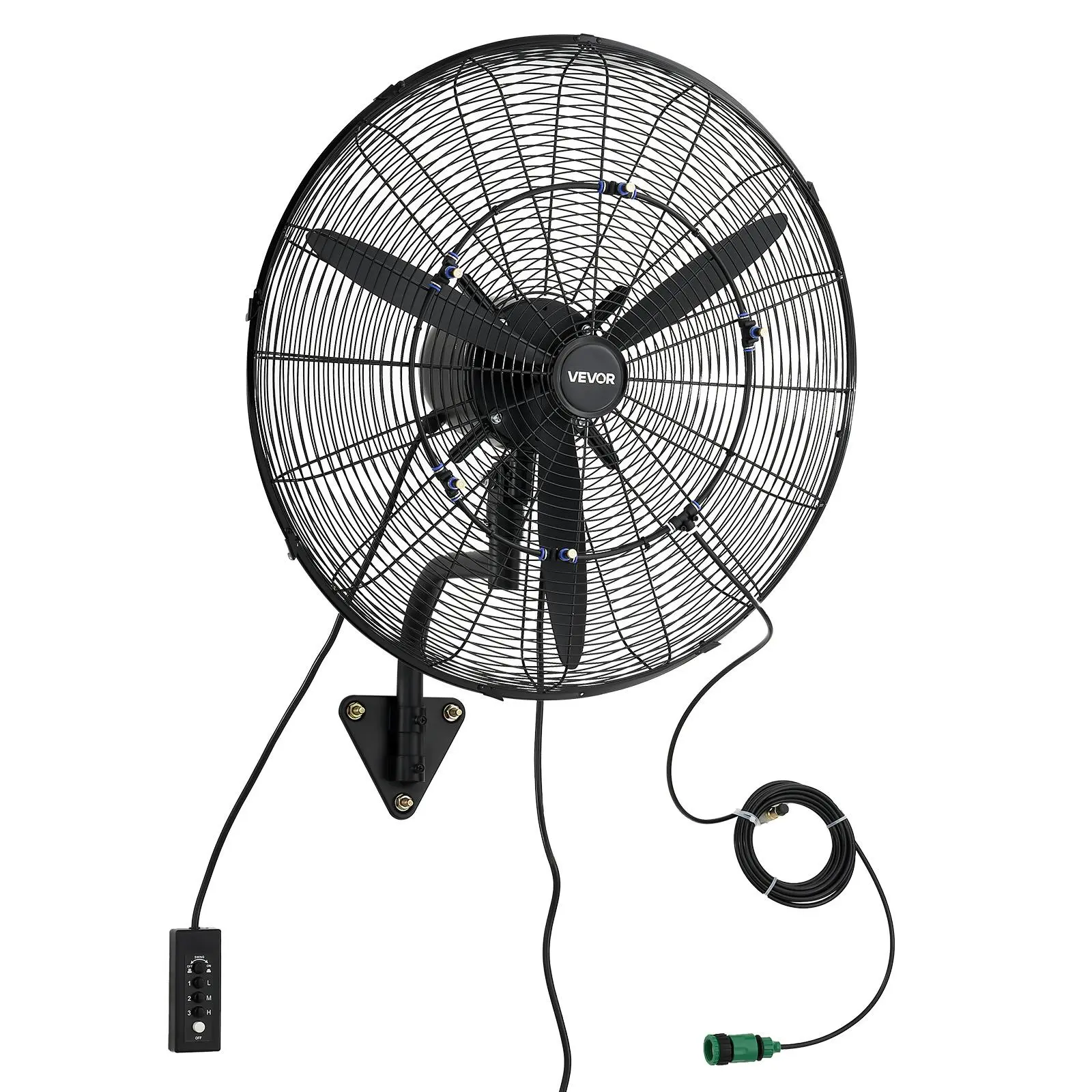 【Summerfinds】VEVOR 24 in Evaporative Wall-Mounted Fan - Oscillating Industrial Model, IP44-Rated, 3-Speed Adjustable High-Speed, Mechanical Control, Strong Airflow for Garage, Workshop, Strong Airflow Fan, Oscillating Industrial Fan