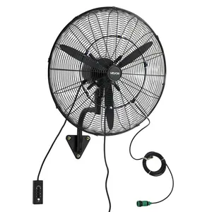【Summervibes】VEVOR Wall Mount Fan, 24 in Wall Mounted Hanging Fan with Oscillating & Mist, IP44-rated, 3-Speed, Powerful Air Reach, Mechanical Control, Long Airflow for Industry, Commercial, Garage, Workshop