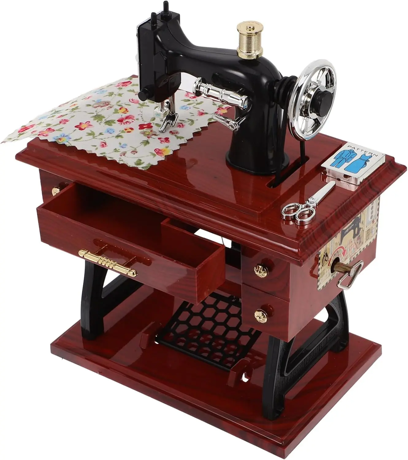 Vintage Mini Sewing Machine Music Box,Sewing Machine,European Retro Classical Treadle Sewing Machine, Table Desk Decoration Mechanical Clockwork Music Box for Children/Adults Birthday Holidays Anniversary Gift