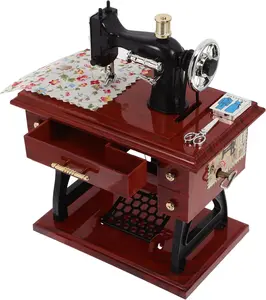 Vintage Mini Sewing Machine Music Box,Sewing Machine,European Retro Classical Treadle Sewing Machine, Table Desk Decoration Mechanical Clockwork Music Box for Children/Adults Birthday Holidays Anniversary Gift