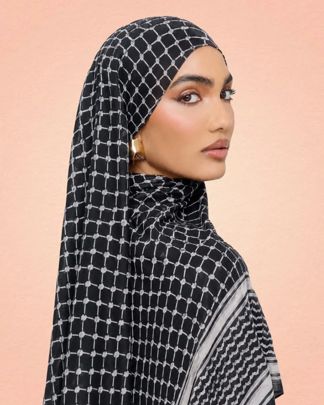 Black Keffiyeh Hijab – Classic Heritage Pattern Modal Hijab