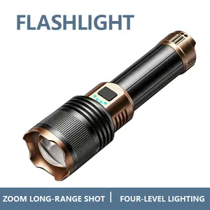 Rechargeable 30000-Lumen Tactical Flashlight-20WLED, Zoomable Beam, Type-C Fast Charging, ImpactResistant Power Bank Light for Camping, Fishing,Night Running & Emergency Use
