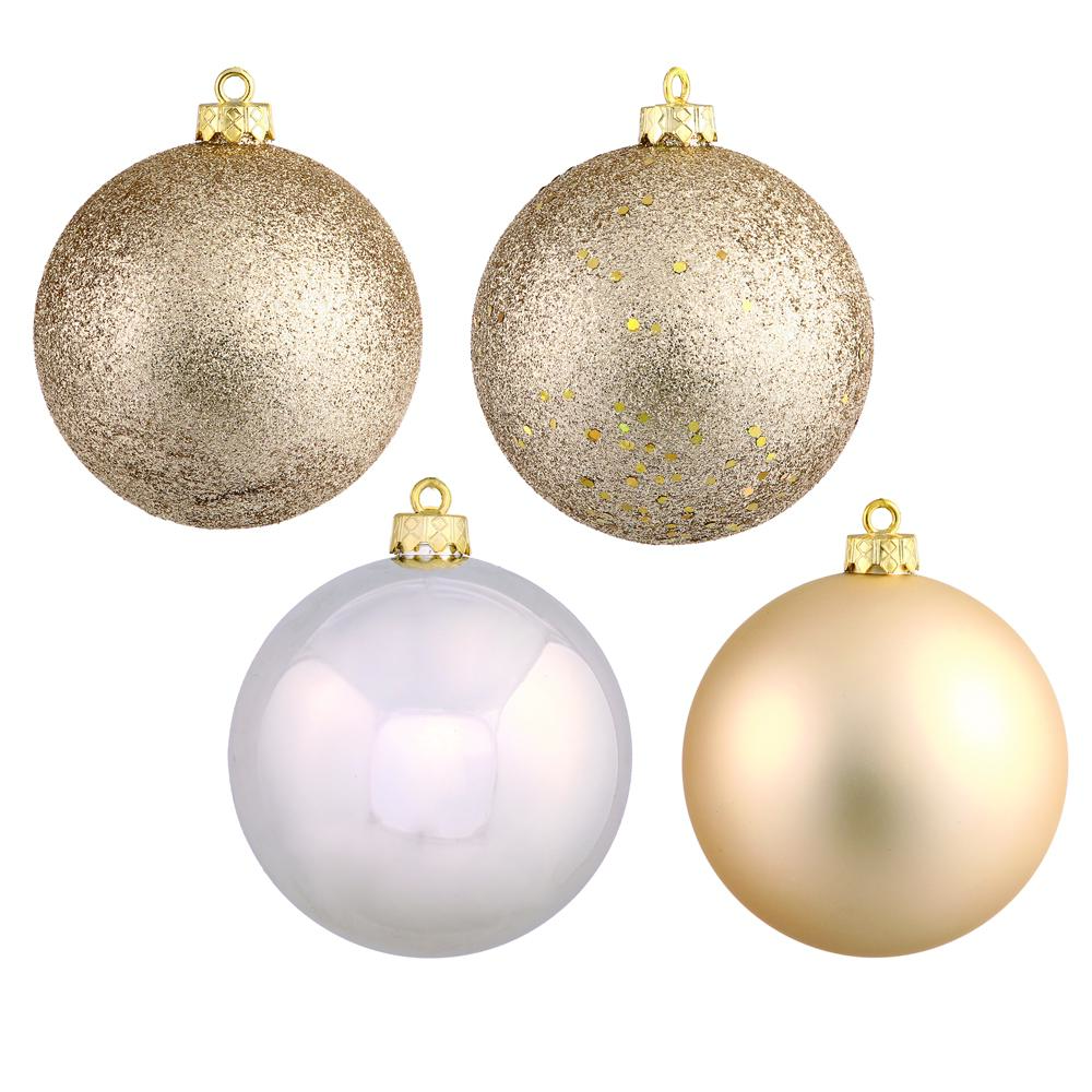212 MAIN 6-in Plastic Christmas Champagne Hanging Ornaments - 4 Finishes, Box of 4 - Party Decoration Supplies, Modern Elegant Home Decoration, Modern Elegant Decoration