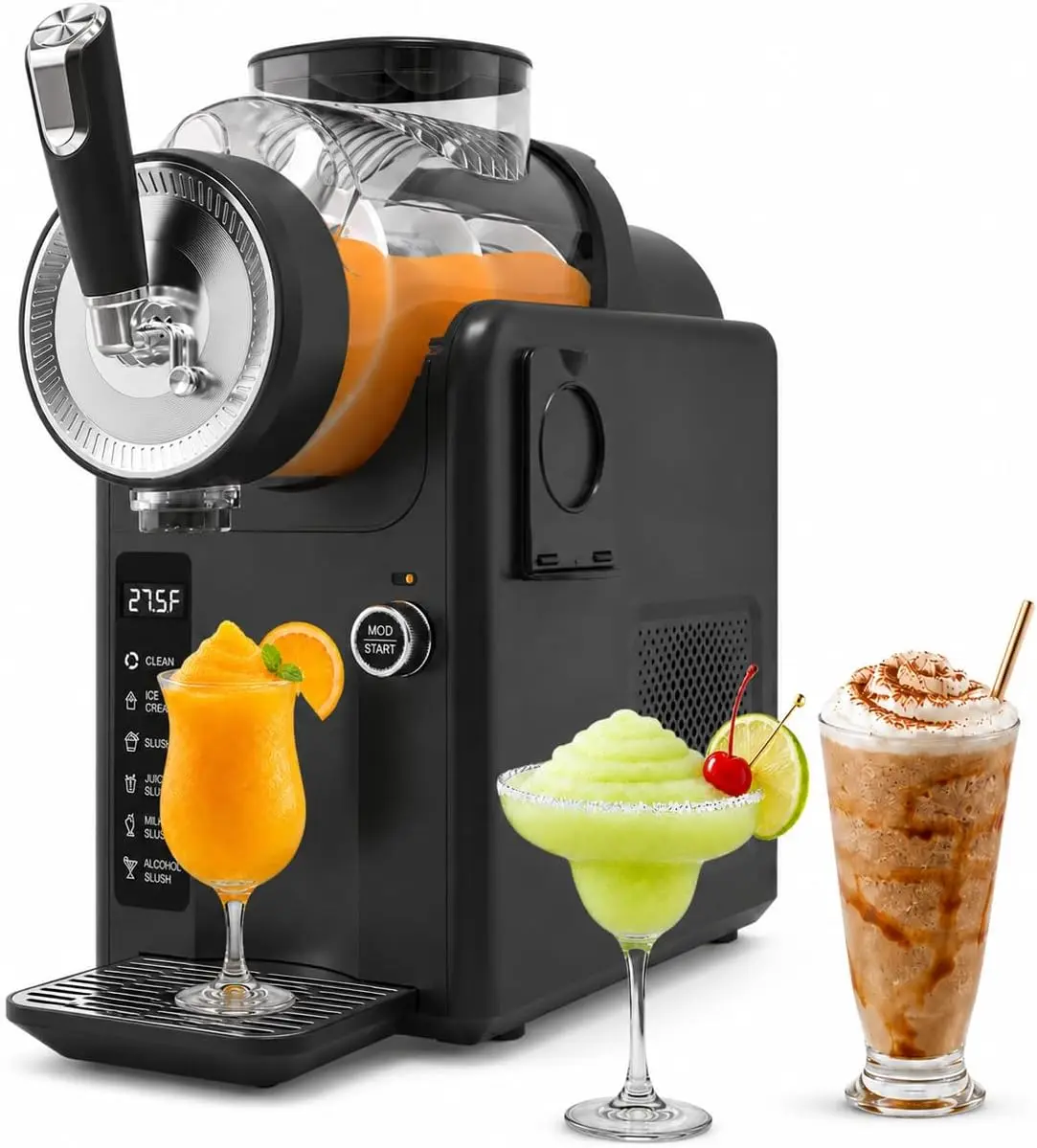 Self-Chilling Slushie & Soft Serve Ice Cream Maker, No Ice Needed, 5 Presets, LED Screen, Auto Clean, Household Specialty Kitchen Appliance for Home & Party