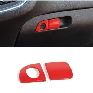 for Challenger Charger Storage Box Door Handle Co-Driver Glove Swtich Trim for 2015-2025+ Dodge Challenger Charger Interior Accessories, ABS Red 2pcs