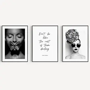 Black and White Fashion Woman Poster Prints, Black and White Fashion Beauty Model Woman Portrait, Photography Print | No Framed