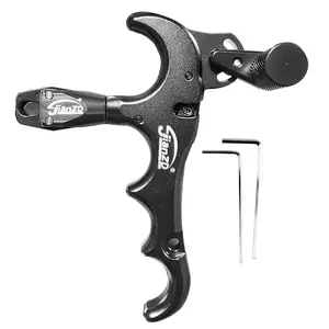 jianZD Thumb Release, 3/4-Finger Aluminum Archery Aid with 360° Rotation and Adjustable Sensitivity for Compound Bow Hunting & Target Practice, 100G, 11Cm