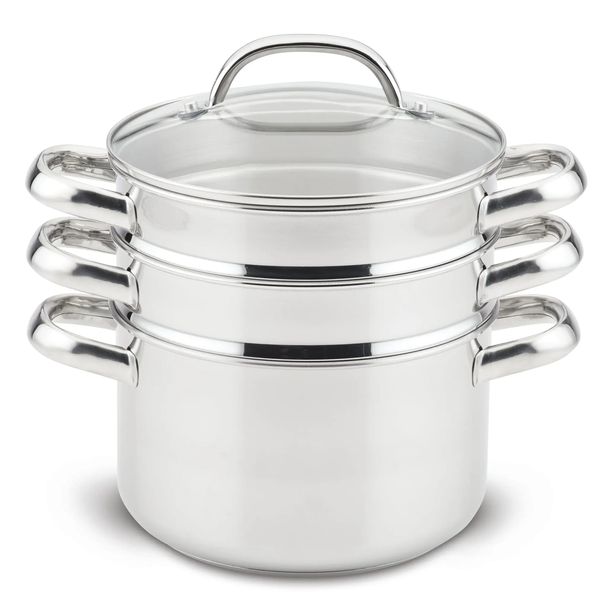 Prestige 4-Quart Stainless Steel Steamer and Double Basket Set with Tempered Glass Lid Oven Safe for All Cooktops Induction Dishwasher Safe Cookware