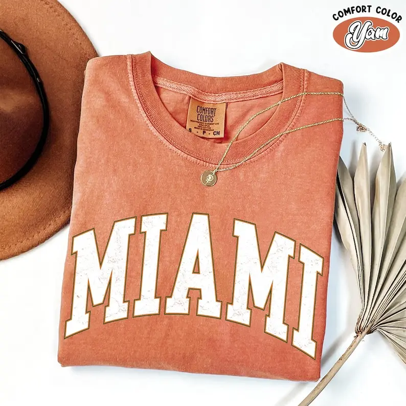 Comfort Colors Vintage Miami  T-Shirt, Retro Miami Tshirt, Miami Game Day Shirt, Football Season, Football Lover, Sports Fan Gift