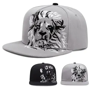 lion embroidered baseball cap men hip hop flat brim hat fashion snapback cap casual sun visor cap women