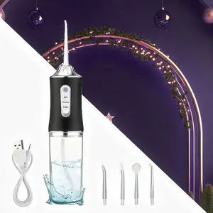 Electric Oral Irrigator | Water Flosser | Cordless for Teeth 3 Modes 4 Jet Tips Cleaning and Flossing Water Dental Portable Floss Irrigator Oral Water Flossed Rechargeable Tonsil Stone Travel Adults Gift Nozzle Traditional