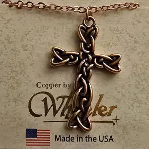 Copper Celtic Woven Cross Pendant with 18" Chain