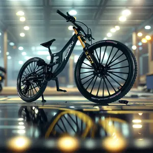 1PC Black Alloy Mountain Bike Model - 1:8 Scale Simulation Mountain Bike, Zinc Alloy Frame and Rubber Tires, Front and Rear Dual Shock Absorption Design, Perfect for Desk Decoration, Attracts Cycling Enthusiasts, Birthday Gift