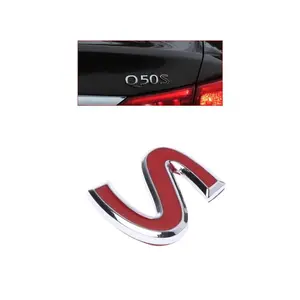 Red S Emblem Badge Car Styling Metal Sticker Refitting Rear Trunk Fender Decal for Infiniti Q50 Q50L Q30 Q70 Refitting IPL