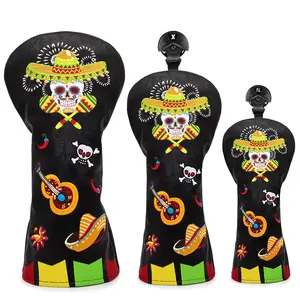 Sugar Skull with Ribbons Golf Club Headcovers (Driver, Wood, Hybrid)– Fun, Durable, & Stylish! 🍦🏌️‍♂️
