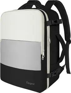 Taygeer Travel Backpack for Women, Business Backpack with Water Bottle Pocket, Airline Approved Carry on Backpack with Shoe Compartment, Laptop Bag for Women Men Weekend Gym Business, Beige Gray Black