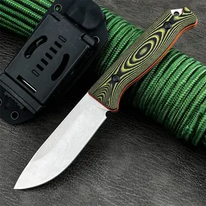 High Quality Wear Resistant Straight Knife with Sheath, 8cr13mov Steel Blade, G10 Handle for Outdoor Camping Fishing Hiking, Stainless Steel Knives