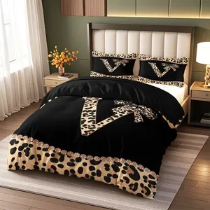 3pcs Leopard Print Duvet Cover Set, High-End Base with Patchwork, Soft Polyester Fabric, Comfortable Bedding for Bedroom & Dormitory