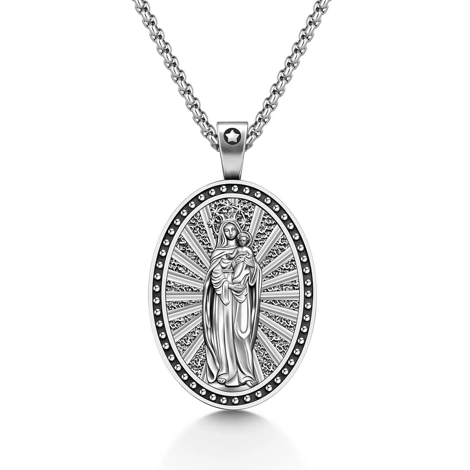 Virgin Mary Miraculous Medal Pendant Necklace - Devotional Christian Jewelry, Grace Necklace, Protection Amulet, Religious Gift for Women (Anniversary, Christmas, Valentine's Day)