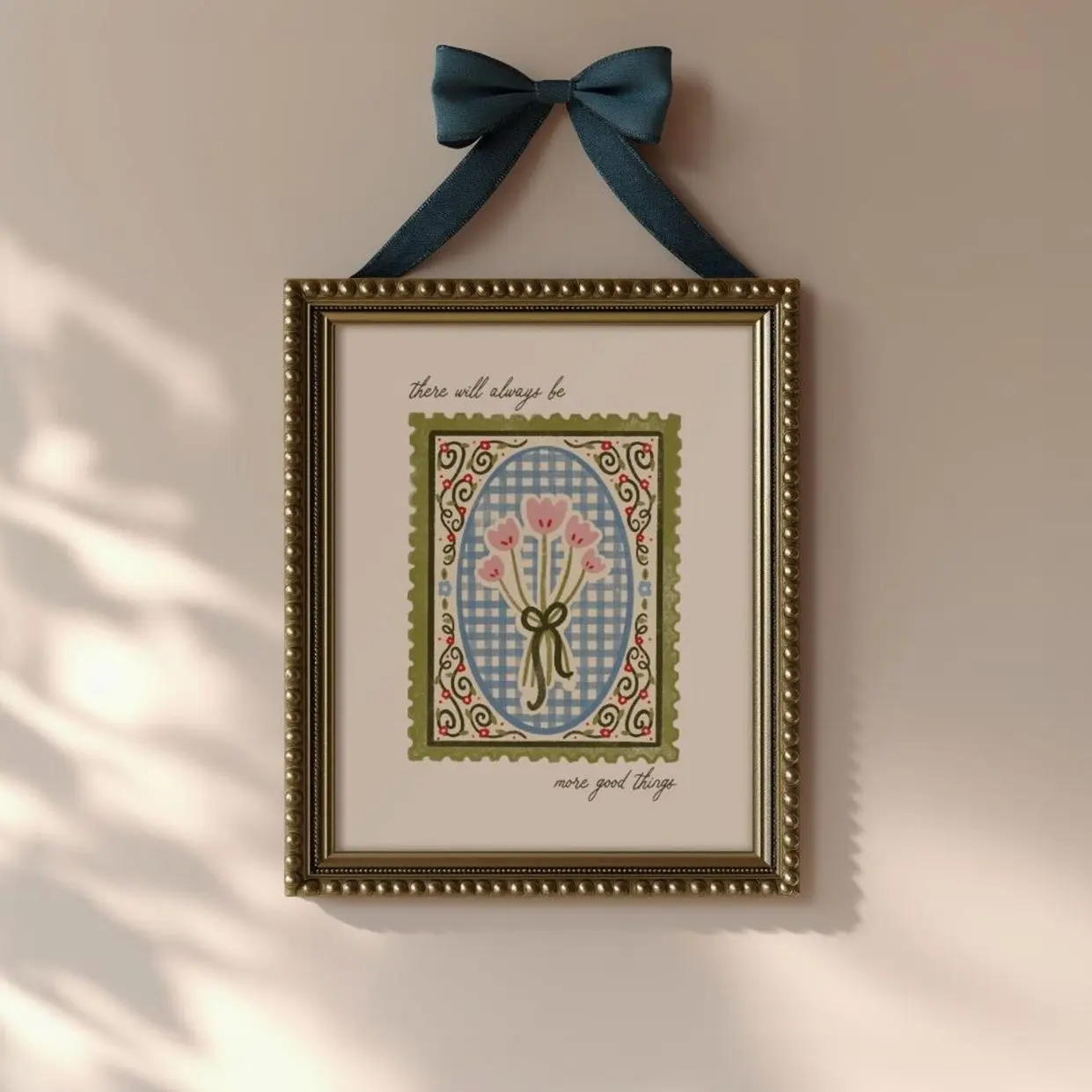 Vintage Tulip Wall Art, Botanical Stamp Poster, Cottagecore Spring Floral Decor | Frameless Poster R