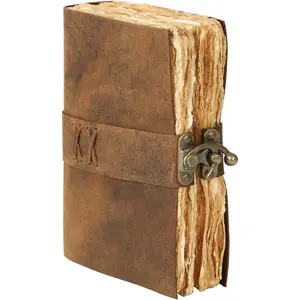 Leather Journal -  Buffalo Leather Diary with 200 Deckle Edge Pages - Unlined Writing Notebook for Men & Women - Travel, Sketch &  Use (7 x 5 Inches, Brown)