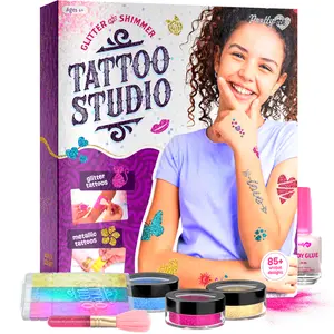 Pretty Me Kids Glitter Art Set Creative Play Kit with Reusable Stencils Sparkly Safe Adhesive for Fun Designs 7x8x2