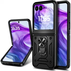Phone Cases for Motorola Razr 60/50/40 Ultra  Case with Slide Camera Cover Ring Holder Stand Rugged Slim [16FT Military Grade Drop Tested] Full-Body Protective Magnetic Car Mount Ring Cover Case
