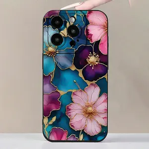 1556 - Creative floral pattern phone case, compatible with iPhone 17/16/15/14/13/12/11/X/XS/XSMAX/16E/12.13 Mini and Plus series, black design, suitable as a birthday gift, girlfriend, boyfriend, friend, or for personal use., Flower, Cover, Accessories, S