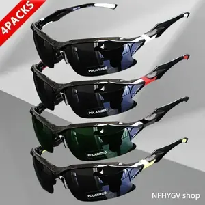 Four Pack Windproof Polarized Sports Shades Uv400 Protective Lenses Y2K Classic Structure Unisex Practical Eyewear for Golf Running Outdoor Sports And Daily Casual Wearing