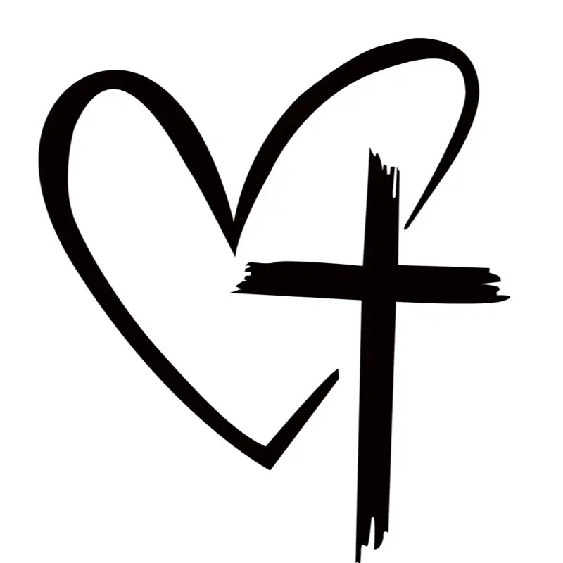 Cross in heart-god religion love Vinyl Decal Sticker Many Colors/Sizes