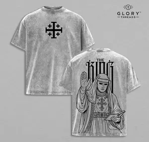 The King Baldwin IV T-Shirt Washed - Jerusalem Cross Graphic Tee, Crusader King of Jerusalem Medieval Christian Shirt, Vintage Washed Catholic Faith Streetwear - Christian Apparel - Gothic streetwear