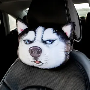 Cute Husky Dog Design Car Headrest Pillow, Creative Car Neck Pillow, Universal Fit for All Seasons, Car Interior Accessory for Men & Women
