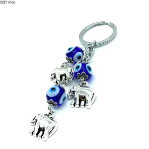 Summervibes Lucky Eye Elephant Keychain - Bohemian Spiritual Protection Key Ring, Cute Animal Portable Bag Pendant, Vintage Ethnic Fashion Accessory, Meaningful Lucky Gift for Daily Use & Festivals