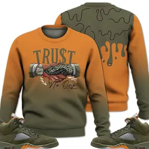 5 Olive Sweatshirt, Olive 5s Outfits Shirt, Snake Trust No One Graphic Tee Streetwear Unisex Sneaker Color Match Shirts Clothes Fabric