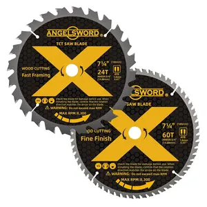 7-1/4 Inch Saw Blade, 24T for Framing&60T for Fine Finish Wood Cutting, 2 Pack