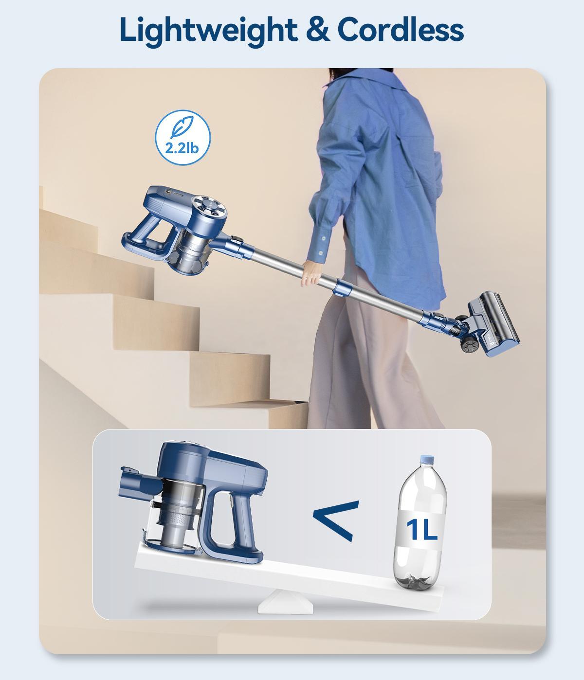 N3S Cordless Vacuum Cleaners for Home,Lightweight Stick with Powerful Suction, Crevice Tool, Up to 40-Minute Runtime - Ideal for Home/Car on Rugs, Hardwood Floors