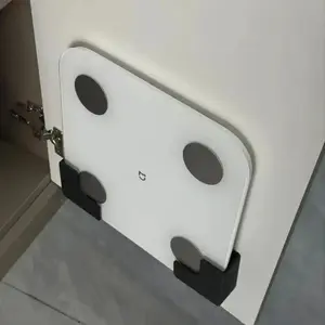 Wall Mounted Weight Scale Stand, No Drilling Adhesive Installation, Space Saving Bathroom and Home Gym Storage Rack, Plastic