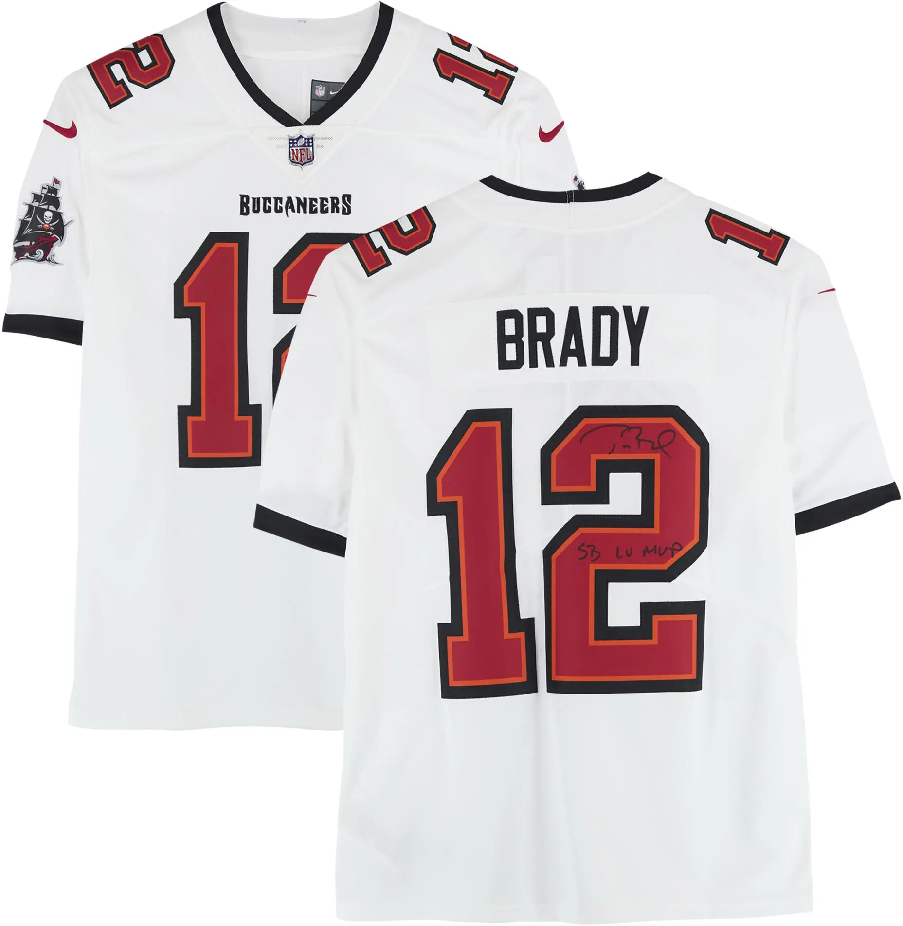 Tom Brady Tampa Bay Buccaneers Signed Nike White Limited Jersey w/SB LV MVP Insc