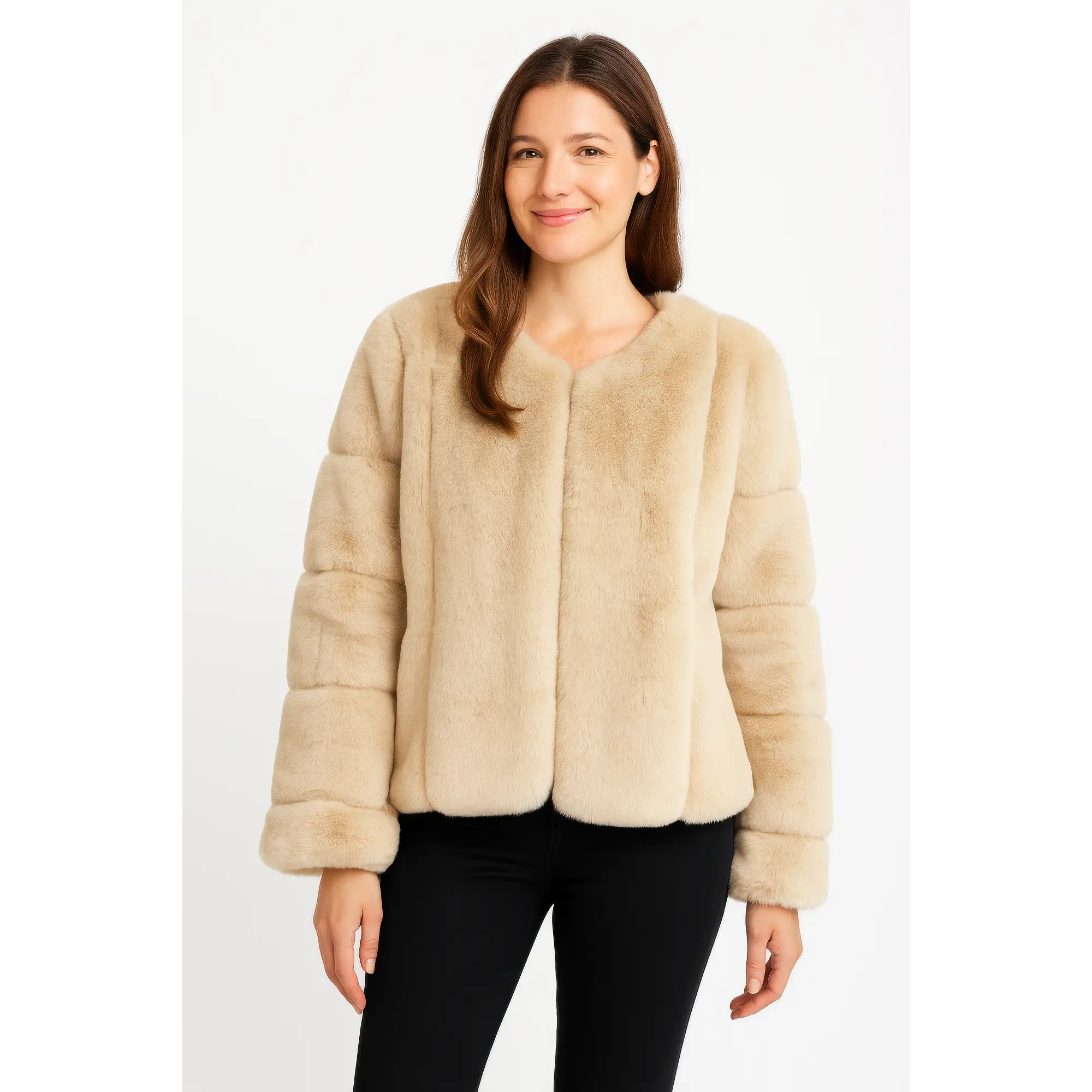 Faux Fur Trim Cape
