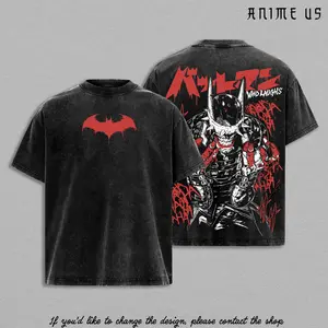 Laughing Bat Dark Knight Vintage Washed T-Shirt | Evil Gotham Comic Graphic Tee | Dark Hero Streetwear Oversized Shirt