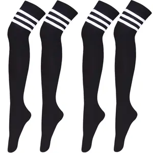 Womens Striped Knee High Socks Cotton Thigh High Over Knee Socks High Stockings Striped Boot Socks & Leg Warmers for Daily Sports Cosplay