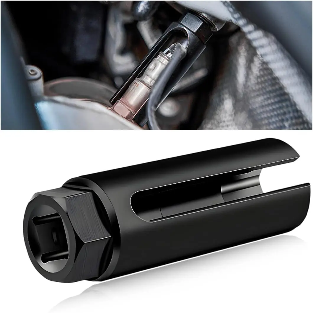 Oxygen Sensor Socket with Side Wire Cutout, 1/2" Drive by 7/8" 6-Point Chrome Vanadium Steel O2 Sensor -Socket, Offset Oxygen SensorSockets for Vehicle O2 Removal Installation (Small Opening)
