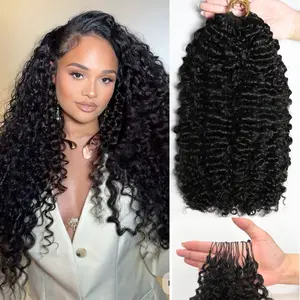 [Last Special Offer] Burmese Curly Crochet Human Hair Feather Crochet Human Hair Extension Pre Separated Natural Black Lightweight 60g Packs Full Volume Look