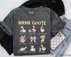 Comfort Colors Mama Goose Shirt, Coquette Floral Goose Mom Shirt, Mother Goose Mom Tee, Mom Life Shirt, Mothers Day Gift, Vintage Mama Shirt