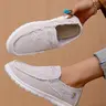 OFIREND Women's Lightweight No-Tie Slip-Ins - Retro Fringe Denim Canvas Sneakers, Round Toe, Non-Slip Breathable All-Seasons Flats for Walking Travel