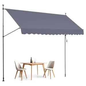 VEVOR 138x 47 Patio Awning Retractable, Awning Sunshade Shelter with Manual Crank Handle, Outdoor Patio Canopy Sunsetter Deck, Adjustable Height from 86 to 122 in, for Patio/Balcony/Yard, Dark Gray