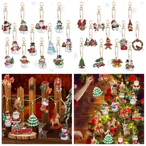 12pcs DIY Keychains Diamond Art Christmas Decoration, Acryl Double Sided Crystal Rhinestone  Diamond Painting Christmas Snowman Ornaments for Home Office Restaurant Christmas Party Decor, Great New Year Christmas Gifts for Friends and Family