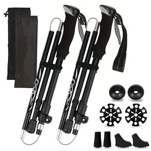 [Lightweight | Aluminum Alloy] 2pcs Lightweight Aluminum Alloy Trekking Poles | Foldable, Sturdy, Durable | for Hiking, Trekking, Camping, Men & Women