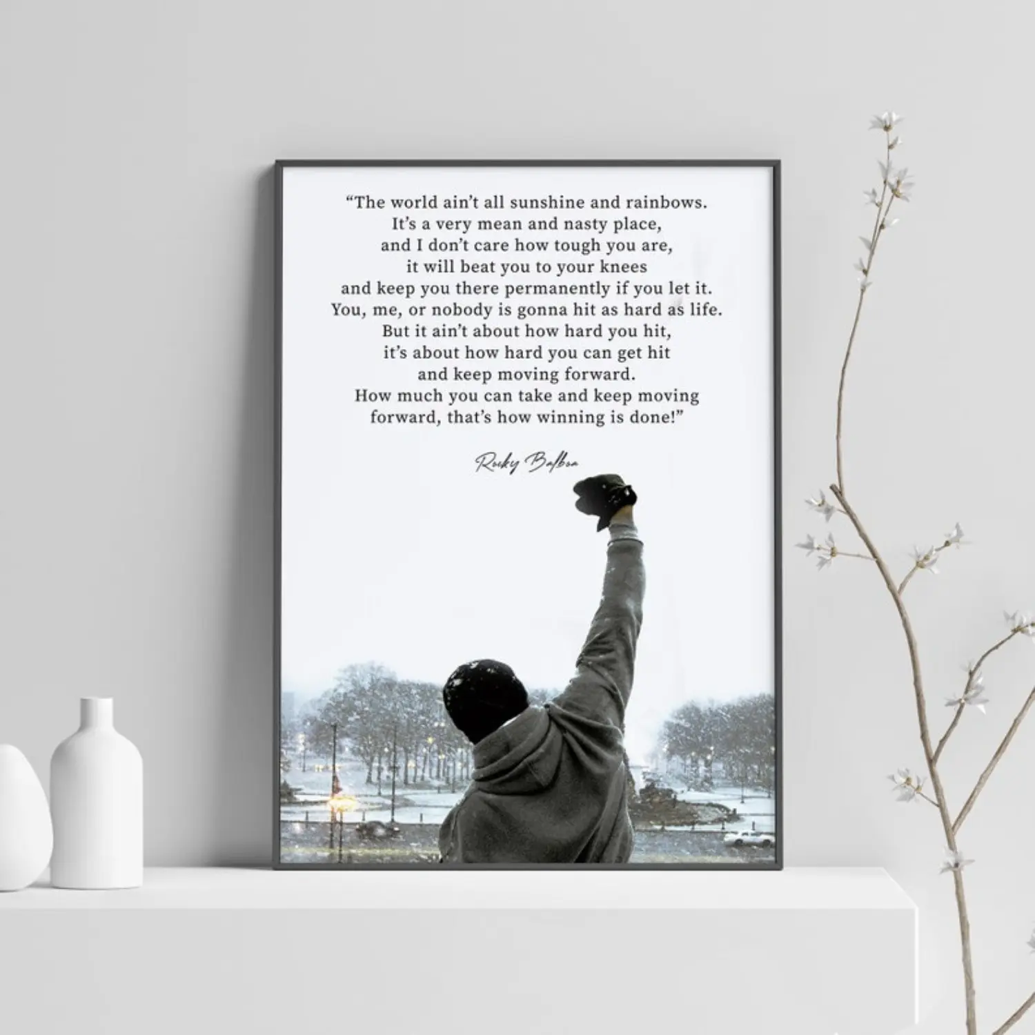 Rocky Balboa Motivational Quote Printed Poster - Artistic Unframe-Style Home Decor, Gift for Room Wall Decoration